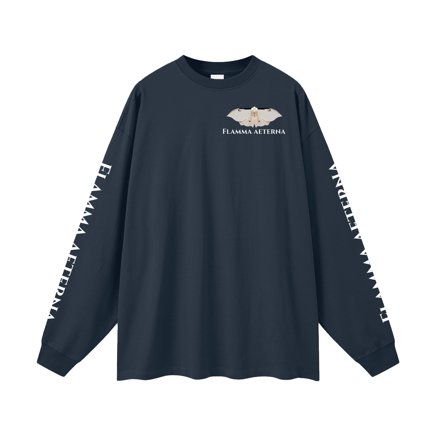Streetwear,Oversized,Longsleeve,Oversizedlongsleeve,Graphic,Graphicdesign,Graphiclongsleeve,Moth,Mothdesign,Flamma,Aeterna,Flammaaetera,Eternal,Flame,Eternalflame,Biblical,Minimalstreetwear,Symbolicclothing,Symbolic,Philosophy,Philosophyclothing