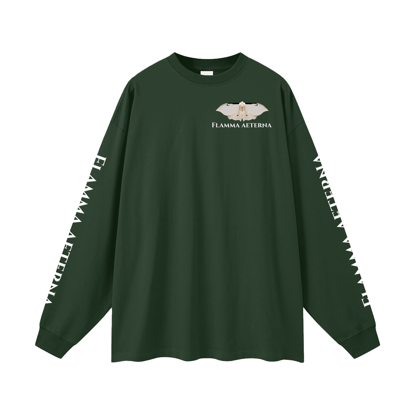 Streetwear,Oversized,Longsleeve,Oversizedlongsleeve,Graphic,Graphicdesign,Graphiclongsleeve,Moth,Mothdesign,Flamma,Aeterna,Flammaaetera,Eternal,Flame,Eternalflame,Biblical,Minimalstreetwear,Symbolicclothing,Symbolic,Philosophy,Philosophyclothing