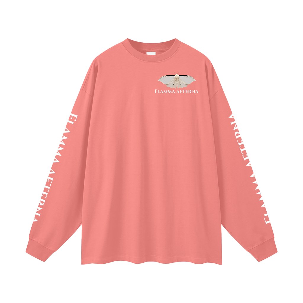 Streetwear,Oversized,Longsleeve,Oversizedlongsleeve,Graphic,Graphicdesign,Graphiclongsleeve,Moth,Mothdesign,Flamma,Aeterna,Flammaaetera,Eternal,Flame,Eternalflame,Biblical,Minimalstreetwear,Symbolicclothing,Symbolic,Philosophy,Philosophyclothing