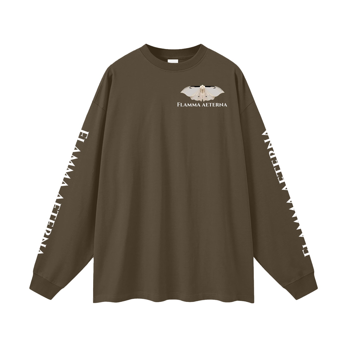 Streetwear,Oversized,Longsleeve,Oversizedlongsleeve,Graphic,Graphicdesign,Graphiclongsleeve,Moth,Mothdesign,Flamma,Aeterna,Flammaaetera,Eternal,Flame,Eternalflame,Biblical,Minimalstreetwear,Symbolicclothing,Symbolic,Philosophy,Philosophyclothing